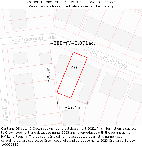 40, SOUTHBOROUGH DRIVE, WESTCLIFF-ON-SEA, SS0 9XG: Plot and title map