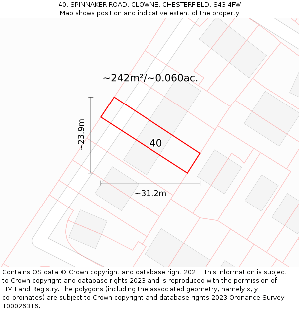 40, SPINNAKER ROAD, CLOWNE, CHESTERFIELD, S43 4FW: Plot and title map