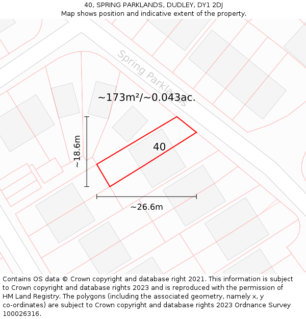 40, SPRING PARKLANDS, DUDLEY, DY1 2DJ: Plot and title map