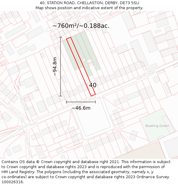 40, STATION ROAD, CHELLASTON, DERBY, DE73 5SU: Plot and title map