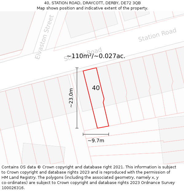 40, STATION ROAD, DRAYCOTT, DERBY, DE72 3QB: Plot and title map