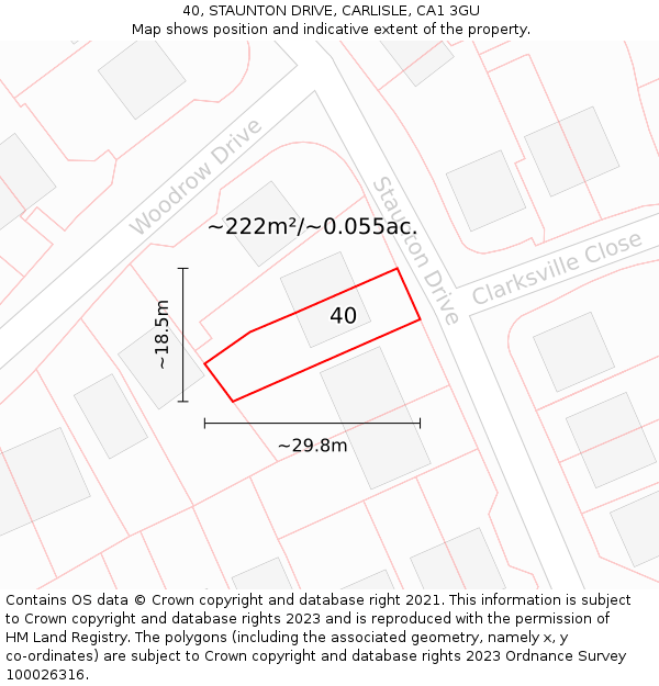 40, STAUNTON DRIVE, CARLISLE, CA1 3GU: Plot and title map