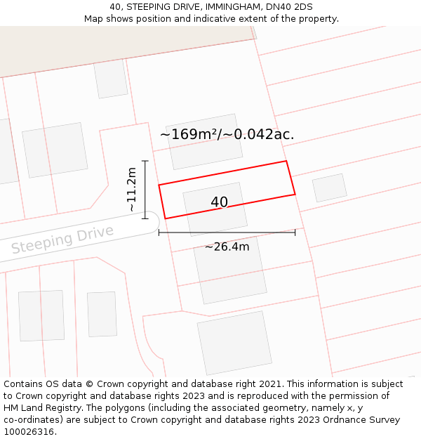 40, STEEPING DRIVE, IMMINGHAM, DN40 2DS: Plot and title map