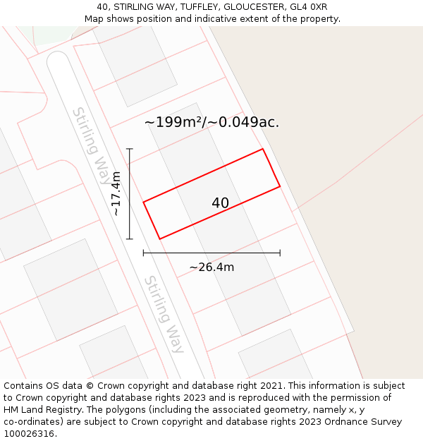 40, STIRLING WAY, TUFFLEY, GLOUCESTER, GL4 0XR: Plot and title map