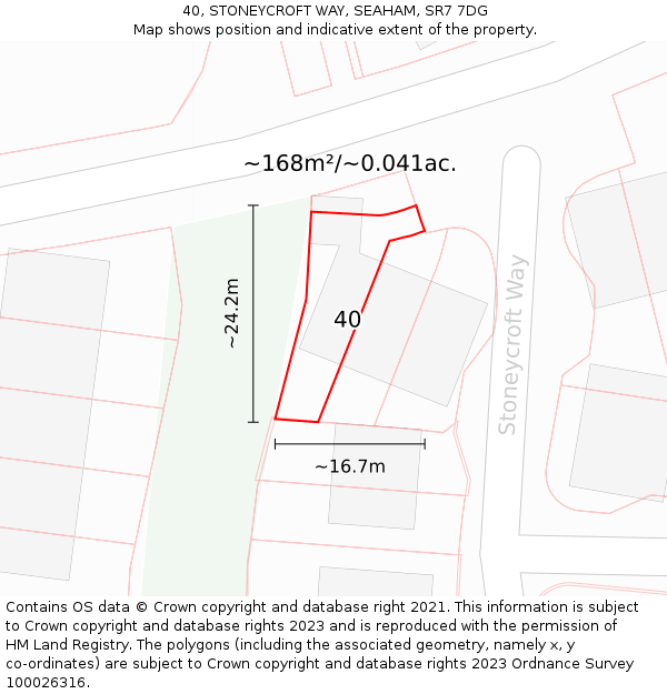 40, STONEYCROFT WAY, SEAHAM, SR7 7DG: Plot and title map