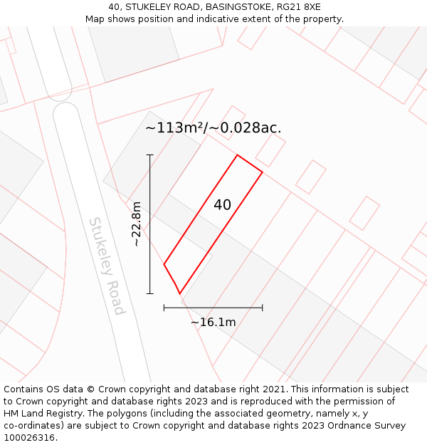 40, STUKELEY ROAD, BASINGSTOKE, RG21 8XE: Plot and title map