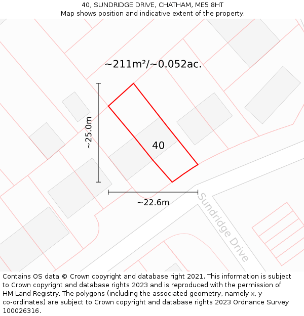 40, SUNDRIDGE DRIVE, CHATHAM, ME5 8HT: Plot and title map