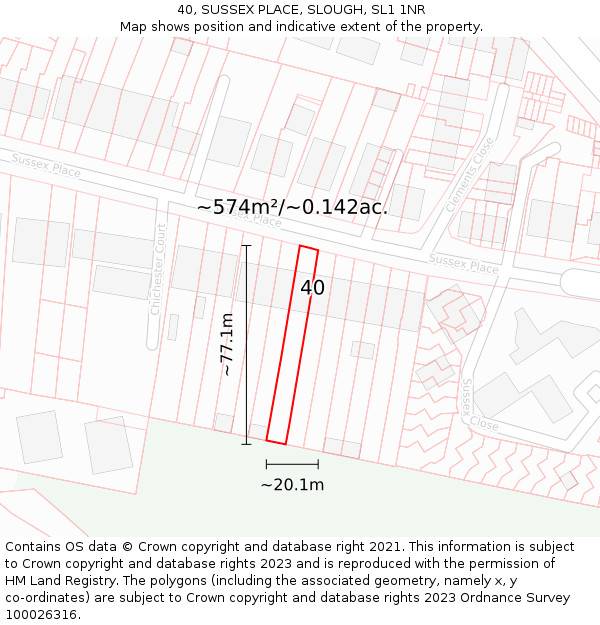 40, SUSSEX PLACE, SLOUGH, SL1 1NR: Plot and title map