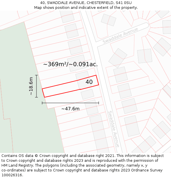 40, SWADDALE AVENUE, CHESTERFIELD, S41 0SU: Plot and title map