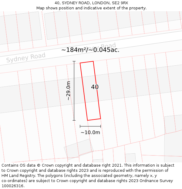 40, SYDNEY ROAD, LONDON, SE2 9RX: Plot and title map