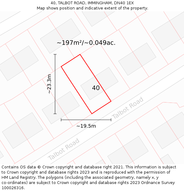 40, TALBOT ROAD, IMMINGHAM, DN40 1EX: Plot and title map