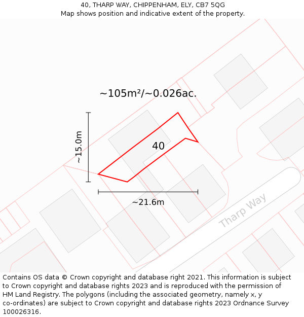 40, THARP WAY, CHIPPENHAM, ELY, CB7 5QG: Plot and title map