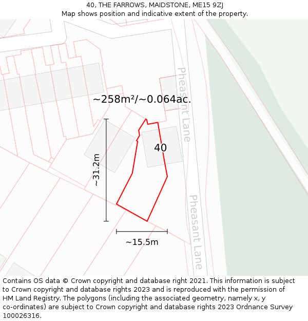 40, THE FARROWS, MAIDSTONE, ME15 9ZJ: Plot and title map