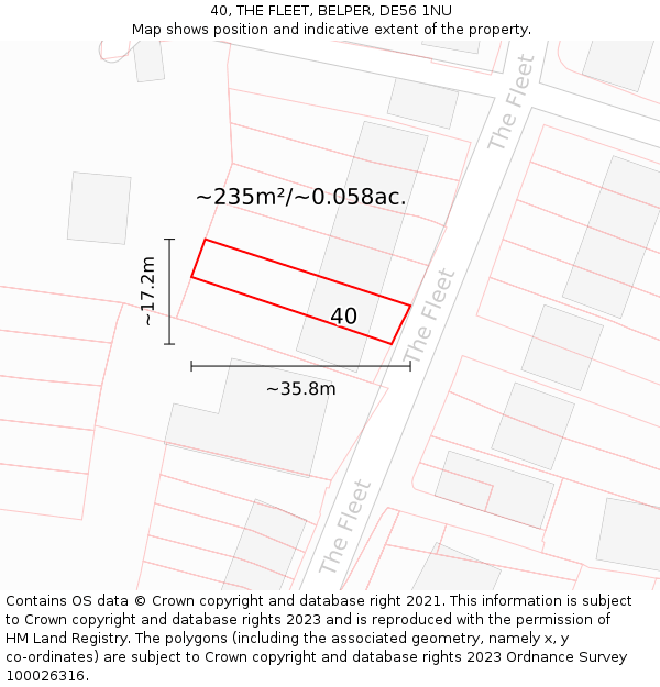 40, THE FLEET, BELPER, DE56 1NU: Plot and title map
