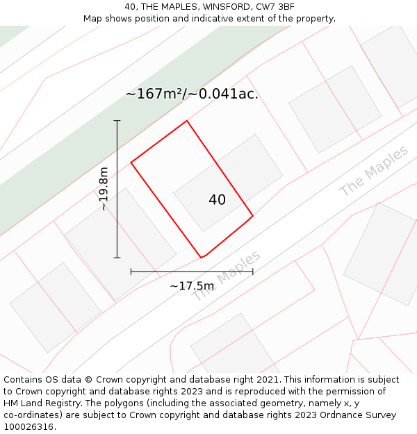 40, THE MAPLES, WINSFORD, CW7 3BF: Plot and title map