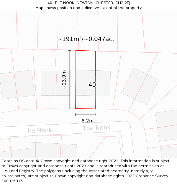 40, THE NOOK, NEWTON, CHESTER, CH2 2EJ: Plot and title map