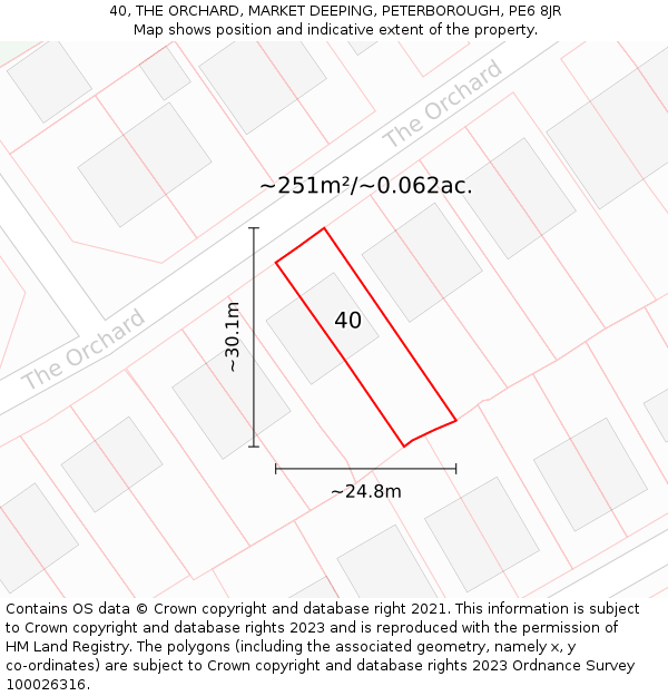 40, THE ORCHARD, MARKET DEEPING, PETERBOROUGH, PE6 8JR: Plot and title map