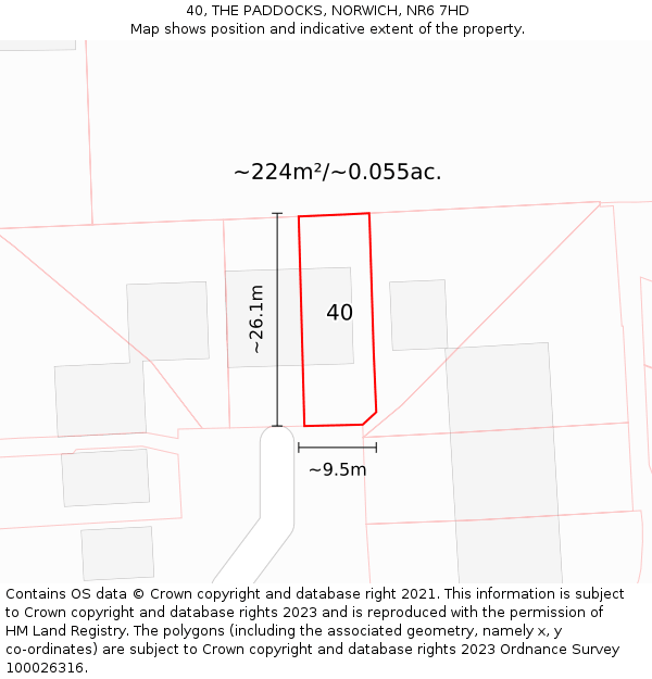 40, THE PADDOCKS, NORWICH, NR6 7HD: Plot and title map