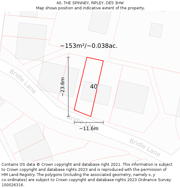 40, THE SPINNEY, RIPLEY, DE5 3HW: Plot and title map