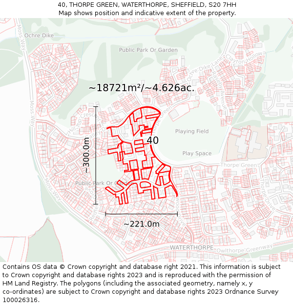 40, THORPE GREEN, WATERTHORPE, SHEFFIELD, S20 7HH: Plot and title map