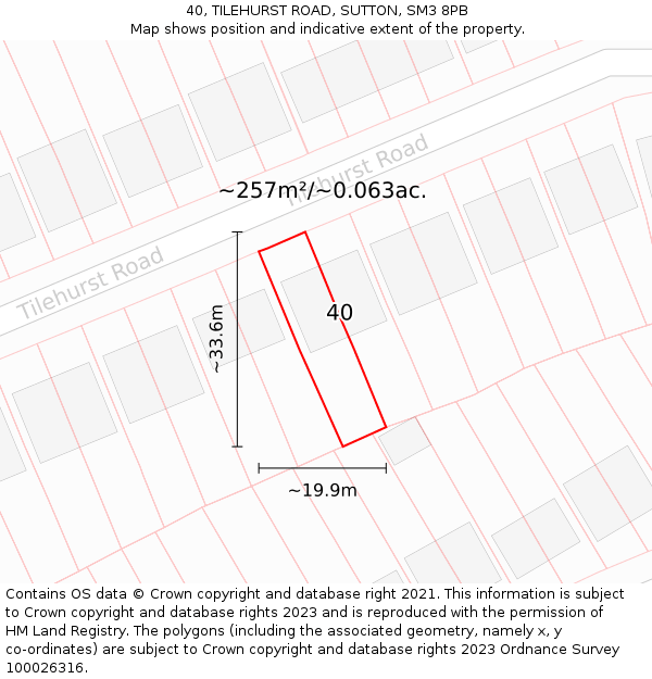 40, TILEHURST ROAD, SUTTON, SM3 8PB: Plot and title map