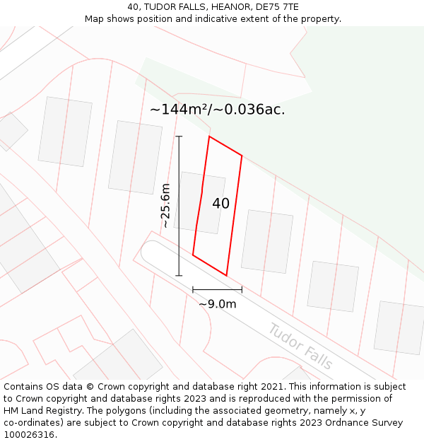 40, TUDOR FALLS, HEANOR, DE75 7TE: Plot and title map