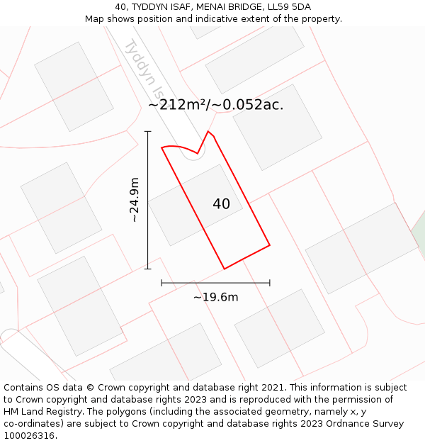 40, TYDDYN ISAF, MENAI BRIDGE, LL59 5DA: Plot and title map