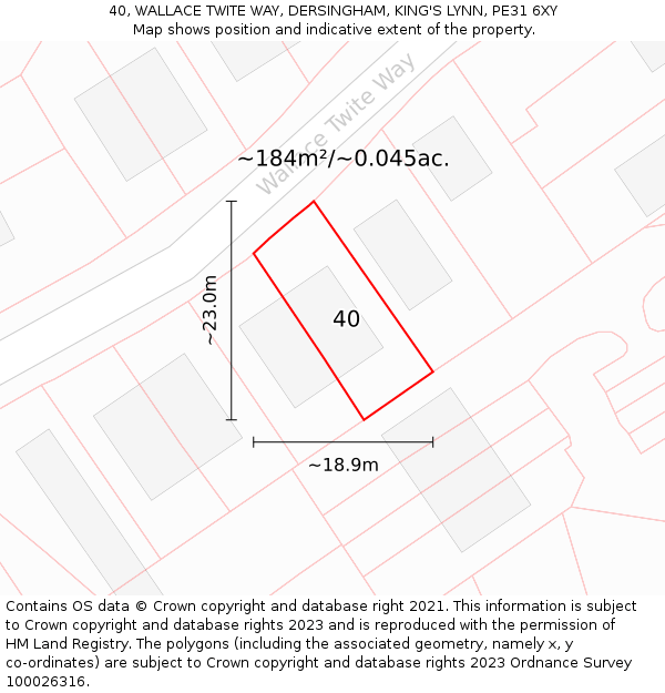 40, WALLACE TWITE WAY, DERSINGHAM, KING'S LYNN, PE31 6XY: Plot and title map
