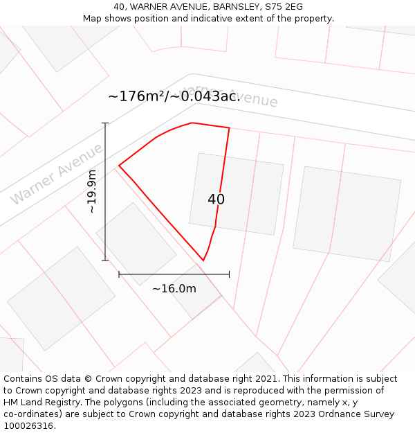 40, WARNER AVENUE, BARNSLEY, S75 2EG: Plot and title map