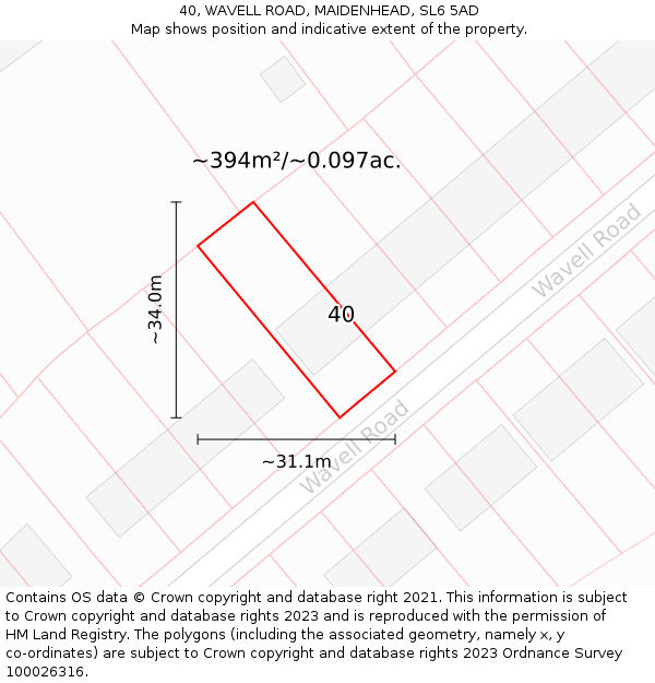 40, WAVELL ROAD, MAIDENHEAD, SL6 5AD: Plot and title map