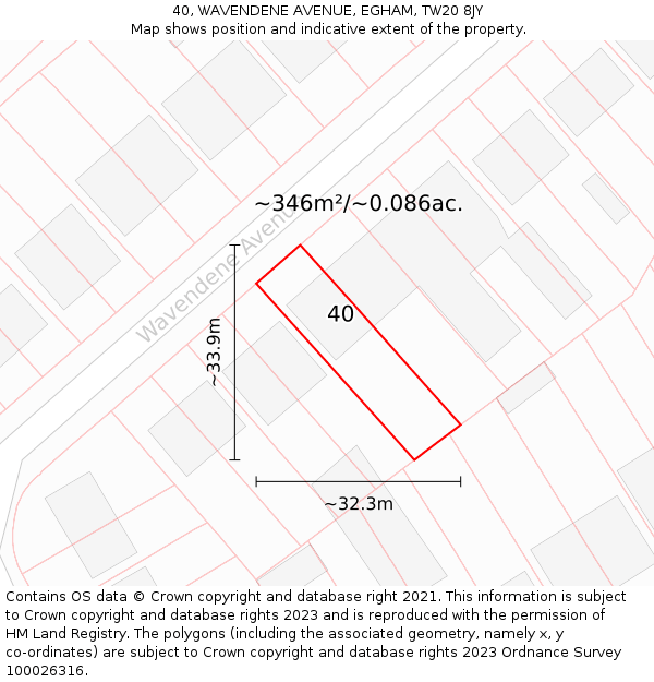 40, WAVENDENE AVENUE, EGHAM, TW20 8JY: Plot and title map