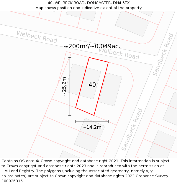 40, WELBECK ROAD, DONCASTER, DN4 5EX: Plot and title map