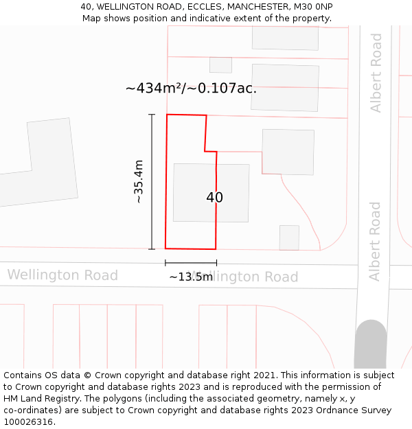 40, WELLINGTON ROAD, ECCLES, MANCHESTER, M30 0NP: Plot and title map