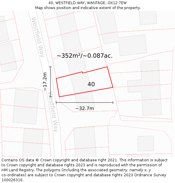 40, WESTFIELD WAY, WANTAGE, OX12 7EW: Plot and title map