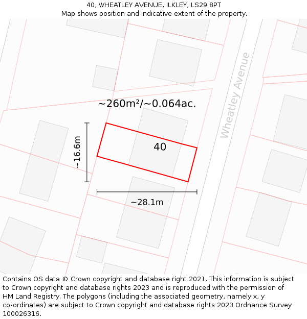 40, WHEATLEY AVENUE, ILKLEY, LS29 8PT: Plot and title map