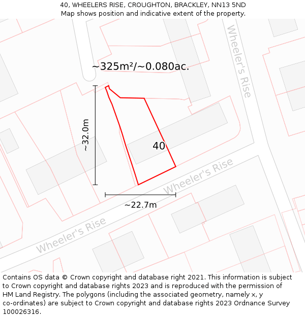 40, WHEELERS RISE, CROUGHTON, BRACKLEY, NN13 5ND: Plot and title map