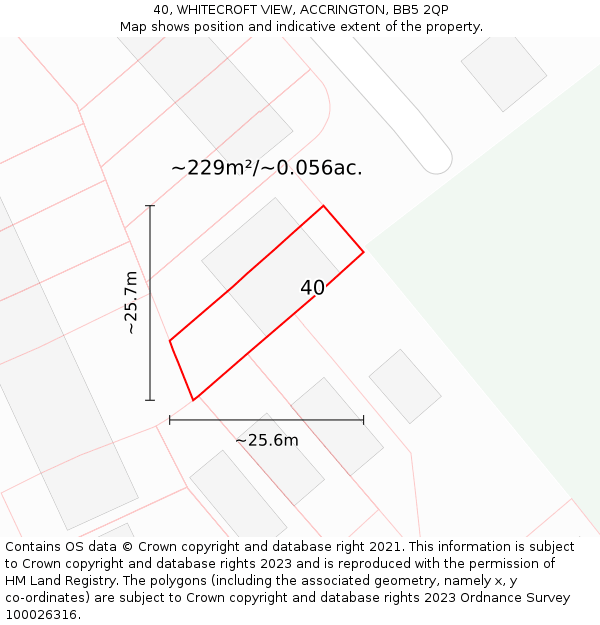 40, WHITECROFT VIEW, ACCRINGTON, BB5 2QP: Plot and title map