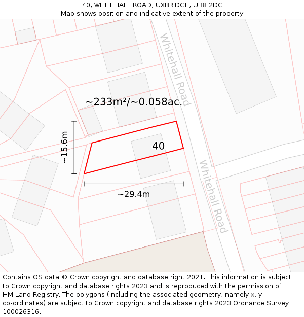 40, WHITEHALL ROAD, UXBRIDGE, UB8 2DG: Plot and title map
