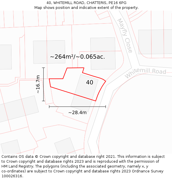 40, WHITEMILL ROAD, CHATTERIS, PE16 6PG: Plot and title map