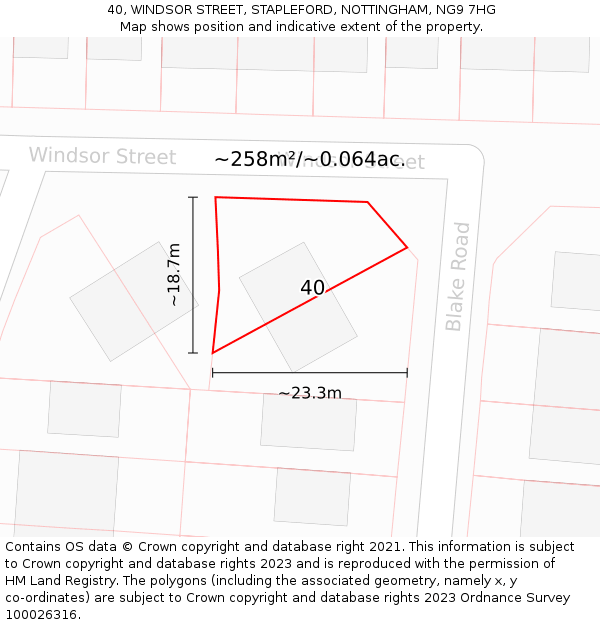 40, WINDSOR STREET, STAPLEFORD, NOTTINGHAM, NG9 7HG: Plot and title map