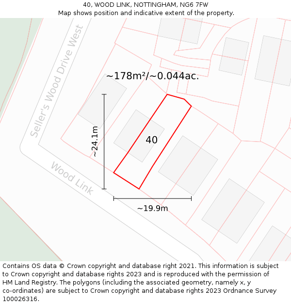 40, WOOD LINK, NOTTINGHAM, NG6 7FW: Plot and title map