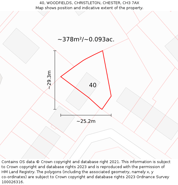 40, WOODFIELDS, CHRISTLETON, CHESTER, CH3 7AX: Plot and title map