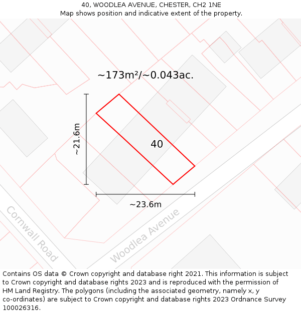 40, WOODLEA AVENUE, CHESTER, CH2 1NE: Plot and title map