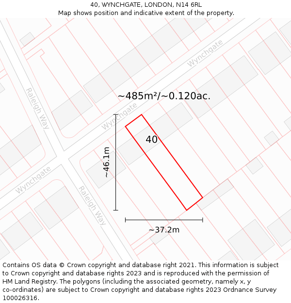 40, WYNCHGATE, LONDON, N14 6RL: Plot and title map