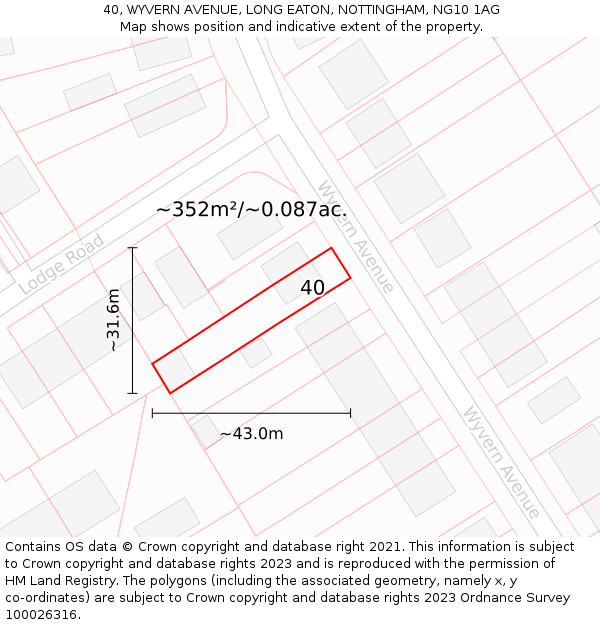 40, WYVERN AVENUE, LONG EATON, NOTTINGHAM, NG10 1AG: Plot and title map