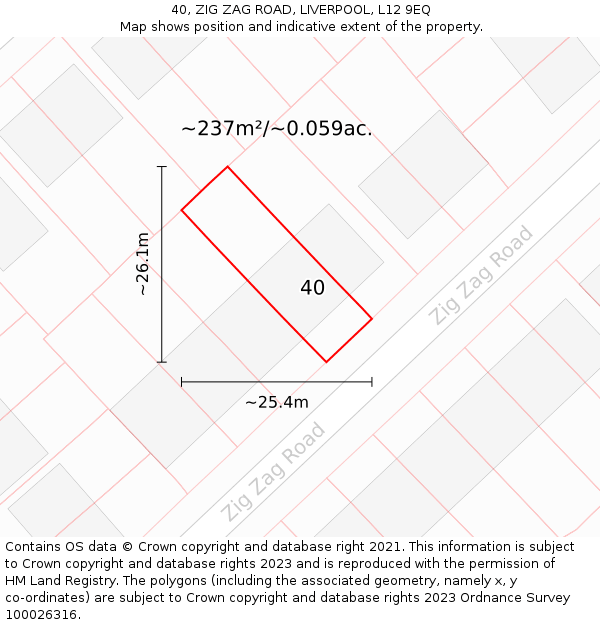 40, ZIG ZAG ROAD, LIVERPOOL, L12 9EQ: Plot and title map