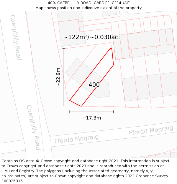 400, CAERPHILLY ROAD, CARDIFF, CF14 4NF: Plot and title map