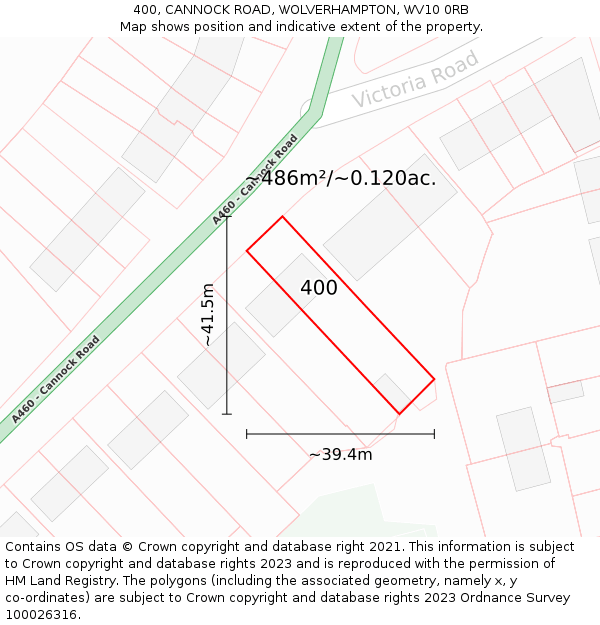 400, CANNOCK ROAD, WOLVERHAMPTON, WV10 0RB: Plot and title map