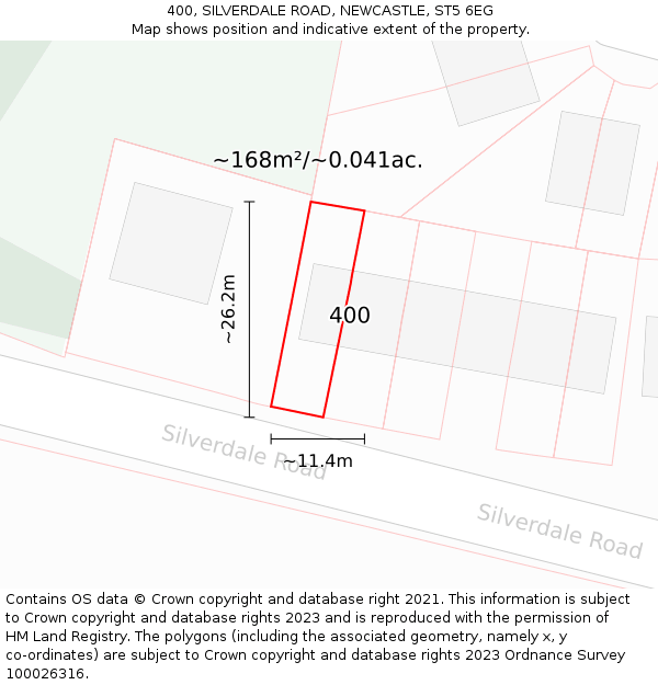 400, SILVERDALE ROAD, NEWCASTLE, ST5 6EG: Plot and title map