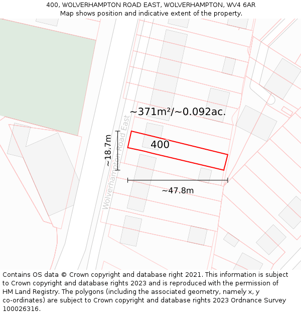 400, WOLVERHAMPTON ROAD EAST, WOLVERHAMPTON, WV4 6AR: Plot and title map